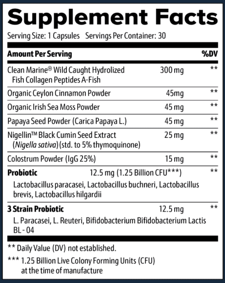 Gut Save supplement facts